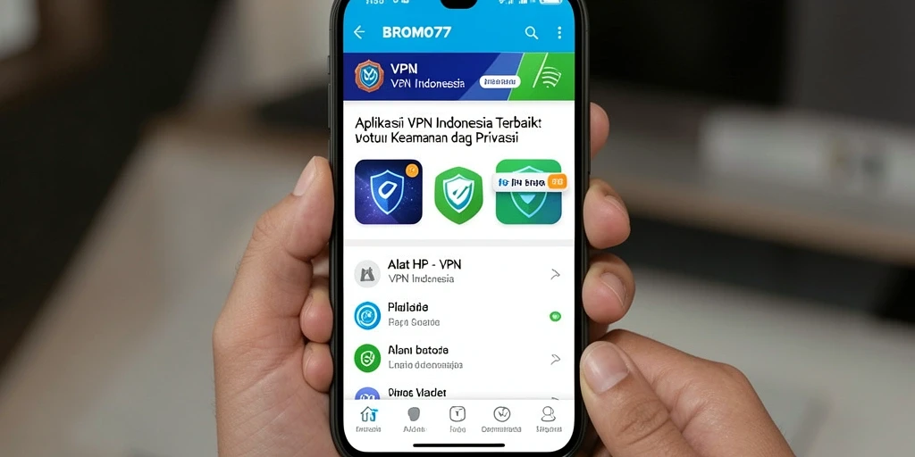 Tampilan antarmuka aplikasi BROMO77 yang sederhana dan intuitif.