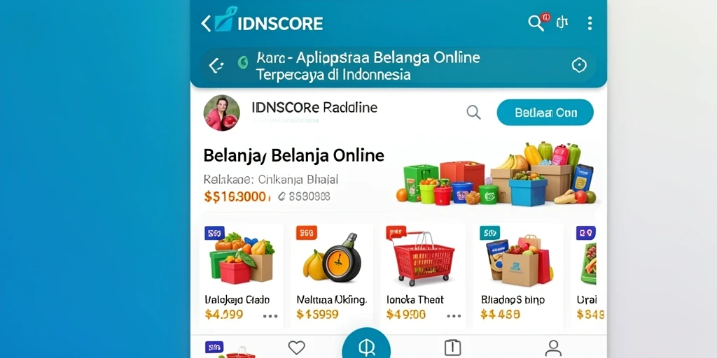 Tampilan antarmuka aplikasi IDNSCORE untuk Belanja Online yang mudah digunakan.