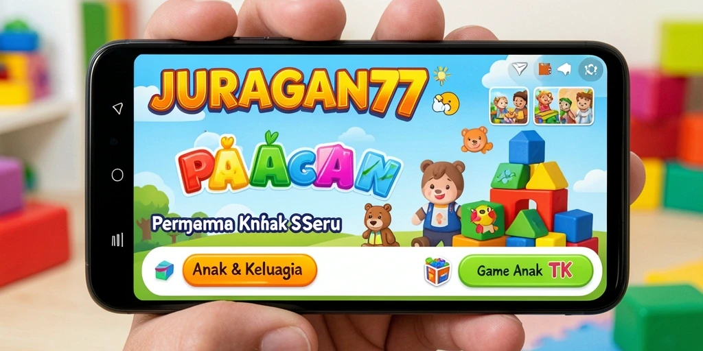 Tampilan antarmuka permainan edukatif JURAGAN77 yang menarik untuk anak-anak.
