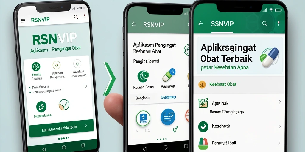 Tampilan antarmuka aplikasi RSNVIP untuk Pengingat Obat yang intuitif.