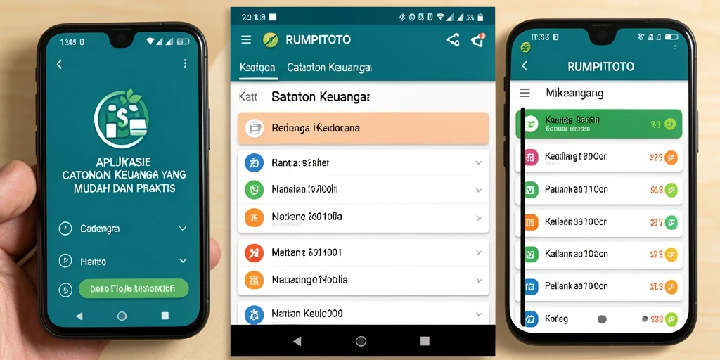 Tampilan antarmuka RUMPITOTO dengan fitur Catatan Keuangan yang lengkap.