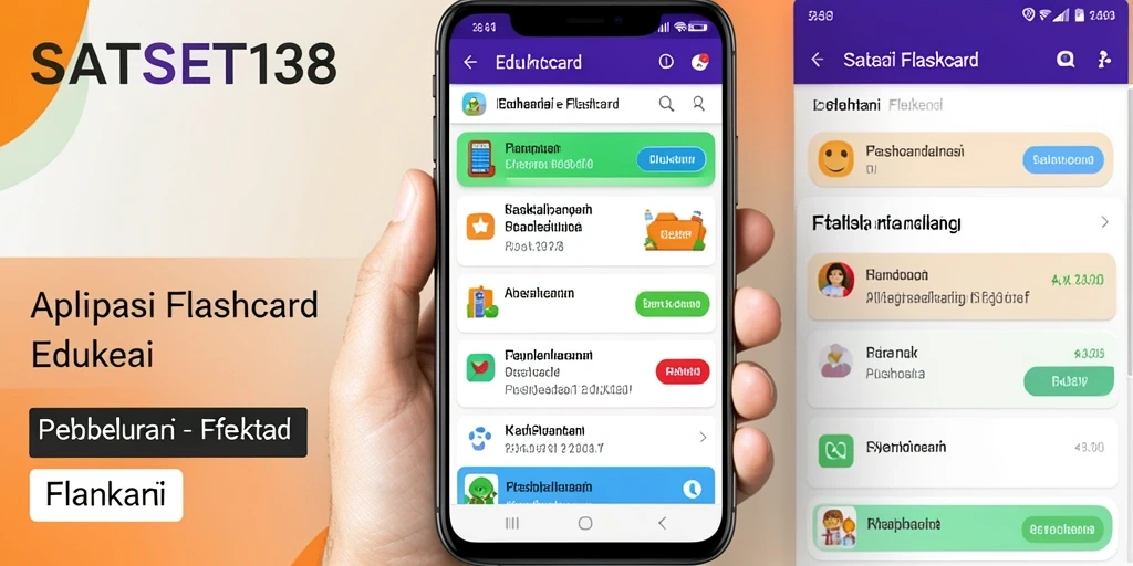 Antarmuka aplikasi Flashcard SATSET138 yang menarik dan interaktif.