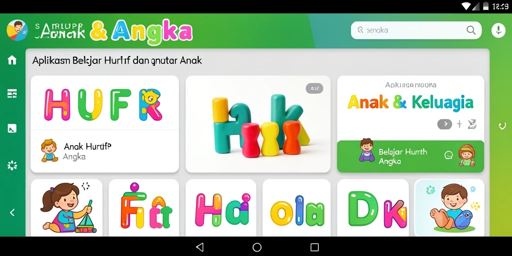 Tampilan antarmuka aplikasi SERURP yang menarik untuk anak-anak.