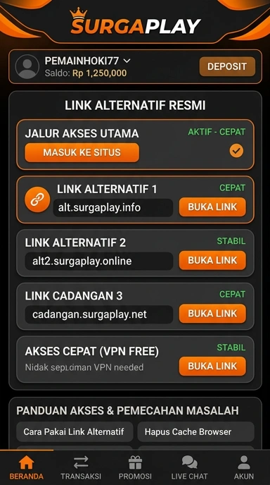 Halaman Link Alternatif Surgaplay untuk Pengguna