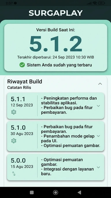 Riwayat Versi Surgaplay untuk Pengguna Android